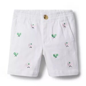Janie and Jack size 8 White Kids Shorts with Embroidered Design tennis print